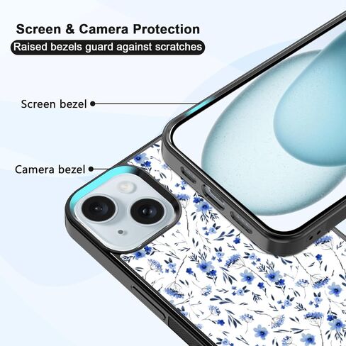 Cute Blue Flower Floral Aesthetic Phone Case for iPhone 12 & iPhone 12 Pro Case for Teen Girls Women Kids Girls -6.1Inch in Saudi Arabia