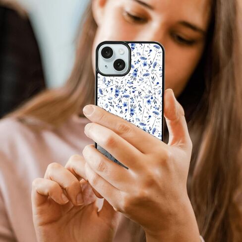 Cute Blue Flower Floral Aesthetic Phone Case for iPhone 12 & iPhone 12 Pro Case for Teen Girls Women Kids Girls -6.1Inch in Saudi Arabia