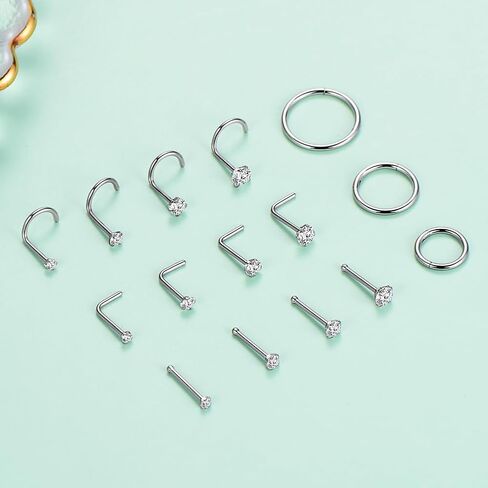 الفولاذ المقاوم للصدأ 20G 18G حلقات الأنف طوق وأزرار الأنف مجموعات مجوهرات الثقوب للنساء والرجال يتوقفون عن قطاع أنف حلقات الأنف طوق حلزوني ديث تراغوس نائم in Kuwait