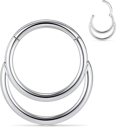 GAGABODY 18G Septum Jewelry Silver Daith Piercing 316L Surgical Steel Hinged Nose Ring Seamless Hoop Earrings 10mm Body Jewelry for Women Conch Clicker Double Hoop in Saudi Arabia
