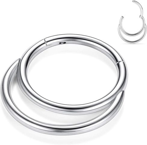GAGABODY 18G Septum Jewelry Silver Daith Piercing 316L Surgical Steel Hinged Nose Ring Seamless Hoop Earrings 10mm Body Jewelry for Women Conch Clicker Double Hoop in Saudi Arabia