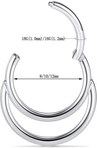 GAGABODY 18G Septum Jewelry Silver Daith Piercing 316L Surgical Steel Hinged Nose Ring Seamless Hoop Earrings 10mm Body Jewelry for Women Conch Clicker Double Hoop in Saudi Arabia