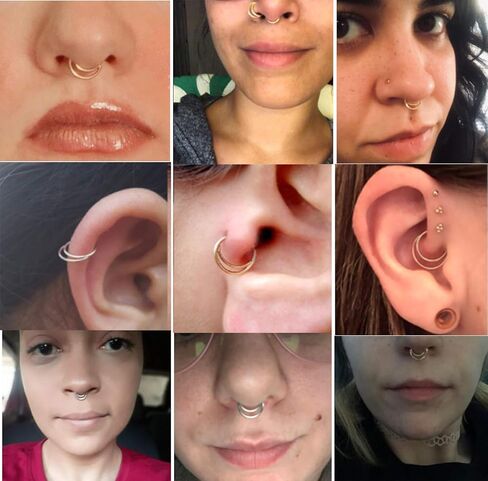 GAGABODY 18G Septum Jewelry Silver Daith Piercing 316L Surgical Steel Hinged Nose Ring Seamless Hoop Earrings 10mm Body Jewelry for Women Conch Clicker Double Hoop in Saudi Arabia