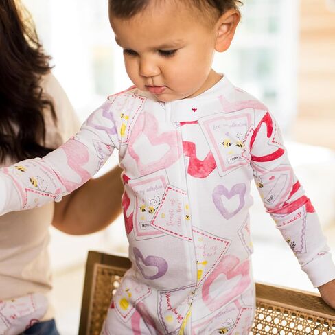 Burt's Bees Baby Baby Girls Pajamas, Zip Front Non-Slip Footed Sleeper Pjs, 100% Organic Cotton, Plant Paradise, 12 Months in Saudi Arabia