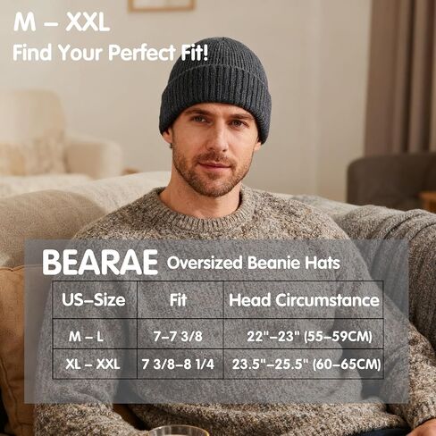 XL XXL Mens Beanie ، قبعة قبعة من الصوف للرجال ، قبعات بيني للرجال ، وينتاب شتاء قبعة سكيلي قبعة التزلج على التزلج قبعات مسكر in Kuwait