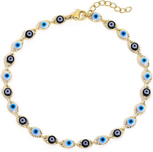 SLOONG Evil Eye Beaded Anklet Bracelets for Women, 14K Gold Plated Ankle Bracelet Jewelry Beach Beads Anklet Set Ankle Bracelets for Women in Saudi Arabia