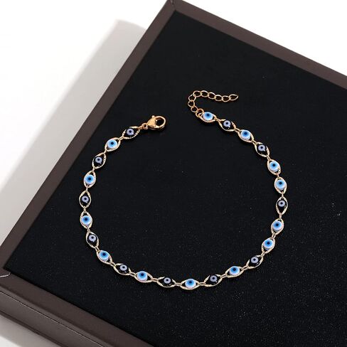 SLOONG Evil Eye Beaded Anklet Bracelets for Women, 14K Gold Plated Ankle Bracelet Jewelry Beach Beads Anklet Set Ankle Bracelets for Women in Saudi Arabia