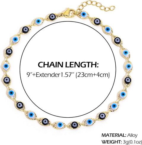 SLOONG Evil Eye Beaded Anklet Bracelets for Women, 14K Gold Plated Ankle Bracelet Jewelry Beach Beads Anklet Set Ankle Bracelets for Women in Kuwait