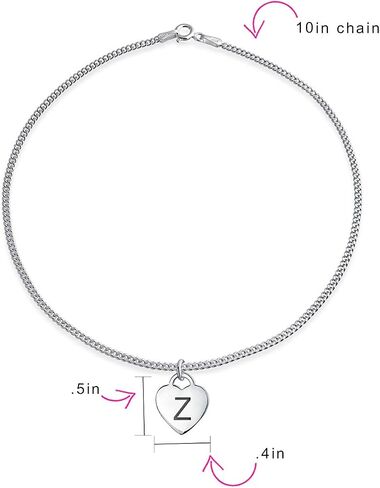نصي ABC HEART صغير جدًا أو حظر الحروف الأبجدية A-Z Anklet الأولية للمراهقين للنساء .925 STERLIN in Saudi Arabia