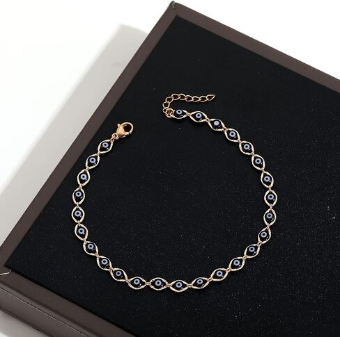 SLOONG Evil Eye Beaded Anklet Bracelets for Women, 14K Gold Plated Ankle Bracelet Jewelry Beach Beads Anklet Set Ankle Bracelets for Women in Kuwait