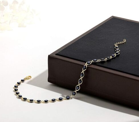 SLOONG Evil Eye Beaded Anklet Bracelets for Women, 14K Gold Plated Ankle Bracelet Jewelry Beach Beads Anklet Set Ankle Bracelets for Women in Kuwait