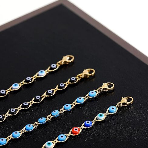 SLOONG Evil Eye Beaded Anklet Bracelets for Women, 14K Gold Plated Ankle Bracelet Jewelry Beach Beads Anklet Set Ankle Bracelets for Women in Kuwait