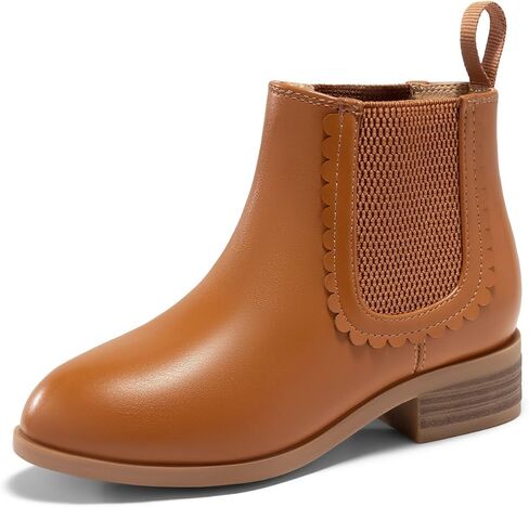 Coutgo Girls Chelsea ankle Boots Kids Slip on stunky Low Heel Cheel مرنة الخريف الأحذية الأحذية in Saudi Arabia