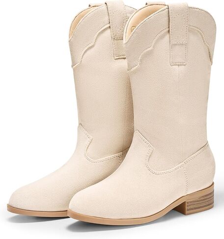 Coutgo Girls Cowboy Boots Unisex-Child Mid Calf Cowgirl Boots Western Riding Shoes in Saudi Arabia