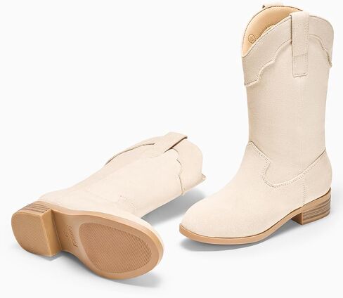 Coutgo Girls Cowboy Boots Unisex-Child Mid Calf Cowgirl Boots Western Riding Shoes in Saudi Arabia