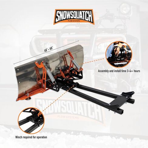 SNOWSQUATCH Aluminum ATV Snow Plow System 48-60 Inch Adjustable Blade Universal Mount Kit in Saudi Arabia