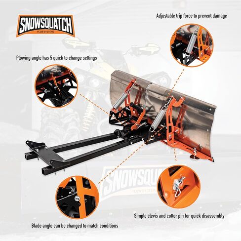 SNOWSQUATCH Aluminum ATV Snow Plow System 48-60 Inch Adjustable Blade Universal Mount Kit in Saudi Arabia