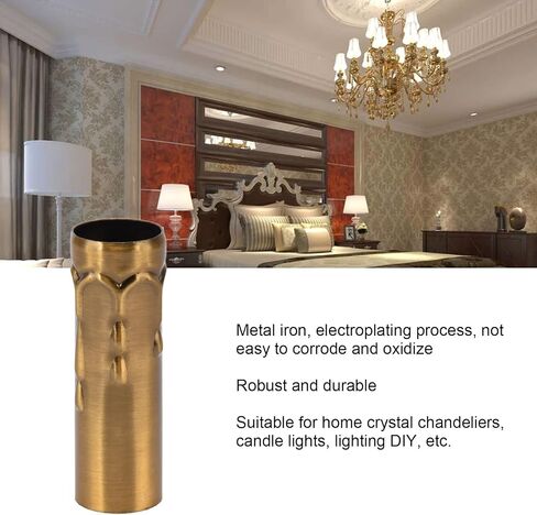 10PCS Chandelier Candle Sleeves, Metal Tube for Candle Colorful Chandelier Covers Holder 25x80mm for E14 Lamp (Yellow) in Saudi Arabia