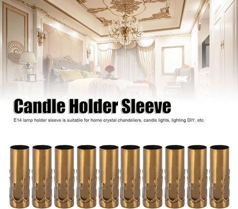 10PCS Chandelier Candle Sleeves, Metal Tube for Candle Colorful Chandelier Covers Holder 25x80mm for E14 Lamp (Yellow) in Saudi Arabia