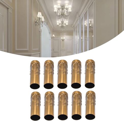 10PCS Chandelier Candle Sleeves, Metal Tube for Candle Colorful Chandelier Covers Holder 25x80mm for E14 Lamp (Yellow) in Saudi Arabia