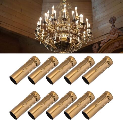 10PCS Chandelier Candle Sleeves, Metal Tube for Candle Colorful Chandelier Covers Holder 25x80mm for E14 Lamp (Yellow) in Saudi Arabia