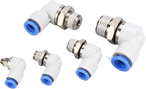 موصلات دوارة مهوودية تنحني من خلال تركيب الدوران 360 درجة دوران ذكور الخيط M5 1/4 1/2 مفصل خرطوم 6/8/10 مم موصل الكوع (اللون: 6-01 ، الحجم: NRL) in Kuwait