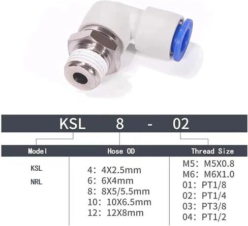 موصلات دوارة مهوودية تنحني من خلال تركيب الدوران 360 درجة دوران ذكور الخيط M5 1/4 1/2 مفصل خرطوم 6/8/10 مم موصل الكوع (اللون: 6-01 ، الحجم: NRL) in Kuwait