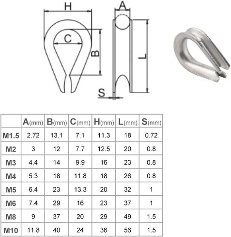 Cnonee1 Automative Crimping Loop Sleeve Assortment for Wire Rope Cable Thimbles Rigging 1/16"-3/16 in Saudi Arabia
