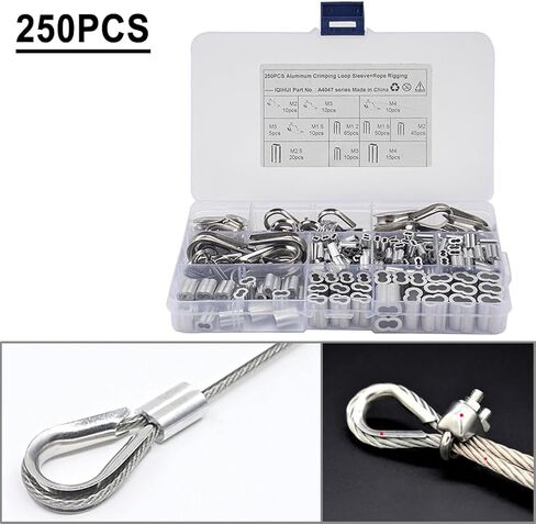 Cnonee1 Automative Crimping Loop Sleeve Assortment for Wire Rope Cable Thimbles Rigging 1/16"-3/16 in Saudi Arabia