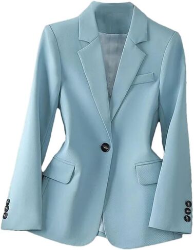 Women Blazer Spring Autumn Business Work Wear Long Sleeve Single Button Solid Formal Jacke in Saudi Arabia