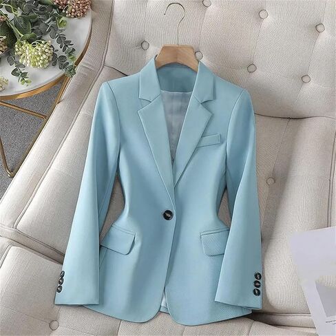Women Blazer Spring Autumn Business Work Wear Long Sleeve Single Button Solid Formal Jacke in Saudi Arabia