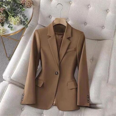 Women Blazer Spring Autumn Business Work Wear Long Sleeve Single Button Solid Formal Jacke in Saudi Arabia