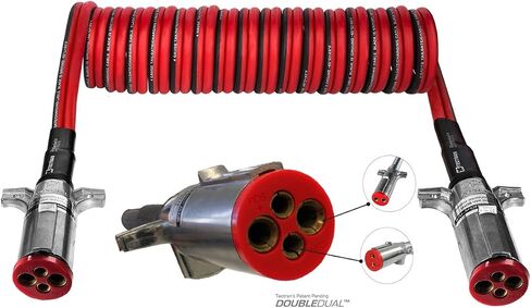 Tectran Heavy Duty DOUBLEDUAL™ Tailgate Powercoil | Die-cast Buffalo Plugs w/WeatherSeal™ | 4 Gauge | 12" Trailer Lead | (15' Length x 12" Tractor Lead) in Saudi Arabia