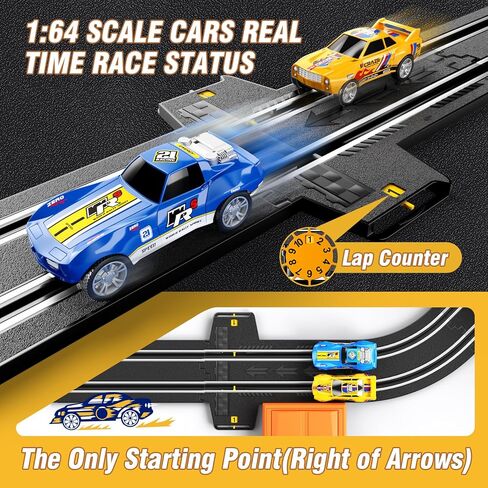 Slot Car Race Track Sets with 4 High-Speed Race Cars, Electric or Battery-Powered Kids Toys, Dual Racing Car Track Featuring Circular Overpasses, Birthday Gifts Toys for Boys Girls Age 6 7 8-12 Kids in Kuwait