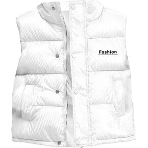 Boys Girls Winter Down Vest Button Up Quilted Outerwear Kid Lightweight Sleeveless Puffer Jacket Zipper Warm Waistcoat Pocket in Saudi Arabia