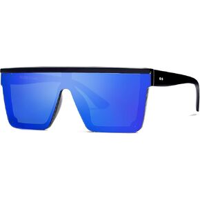 SOJOS Square Big Sunglasses Women Thick Frame Flat Top Mirrored Sunnies Shades Goggle Siamese Lens SJ2117 in Saudi Arabia