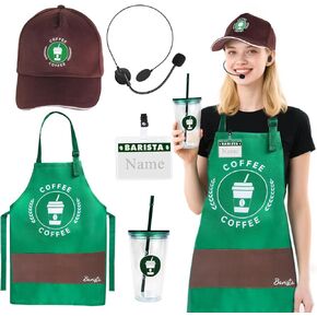 مجموعة أزياء Kyson Barista مجموعة 5 مساءً مآزر صانع القهوة و Cap Café Shop Awithants للرجال للنساء Halloween in Kuwait