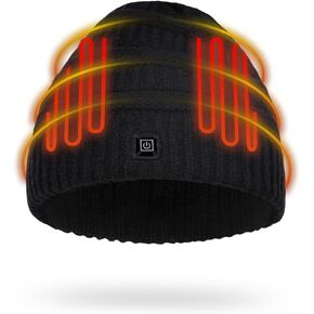 Amoskey Battery Heated Beanie Hat，Heated Wnter Hat ，Electric Rechargeable Warm Winter Heated Fleece Cap Black in Saudi Arabia