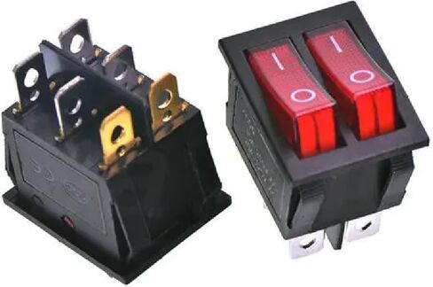 KCD4 Rocker Switch ، 30A 250VAC ، مفتاح الطاقة مع ضوء المؤشر ، قطب واحد/مزدوج (6pin on-off) in Saudi Arabia