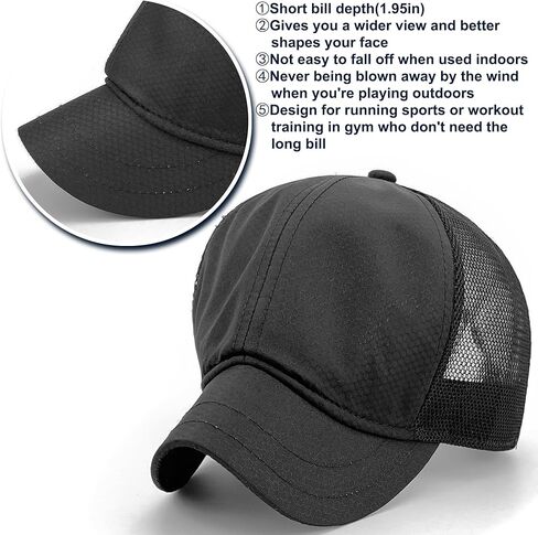 شبكة الظهر قصيرة حافة قبعات البيسبول للرجال قصيرة بيل القبعات للنساء ذيل حصان الحكم المجهزة الجري الرياضة في الهواء الطلق in Kuwait