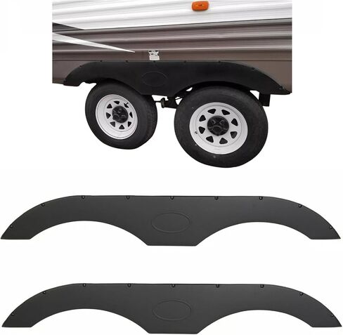 Tandem Trailer Fender Skirt Pair, Black, Compatible with RVs, Campers and Trailers, Left and Right Side, Strong Flexible Durable in Saudi Arabia