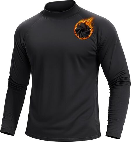 TACVASEN Mens Thermal Fleece Shirt Mock Turtle Neck Base Layer Long Sleeve Athletic Warm Undershirt Winter Running Tops in Saudi Arabia