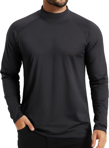 TACVASEN Mens Thermal Fleece Shirt Mock Turtle Neck Base Layer Long Sleeve Athletic Warm Undershirt Winter Running Tops in Saudi Arabia