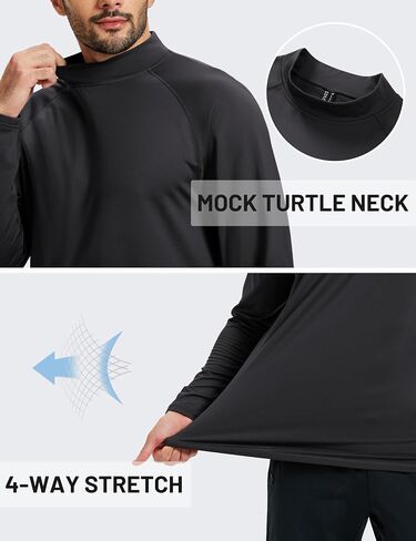 TACVASEN Mens Thermal Fleece Shirt Mock Turtle Neck Base Layer Long Sleeve Athletic Warm Undershirt Winter Running Tops in Saudi Arabia
