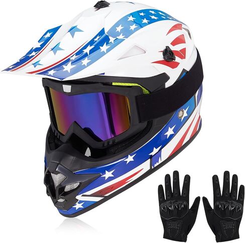 Youth Kids Dirt Bike Helmets Motocross Offroad ATV BMX MX Dirtbike Motorcycle Helmet J-01 with Goggles and Gloves DOT Approved in Saudi Arabia