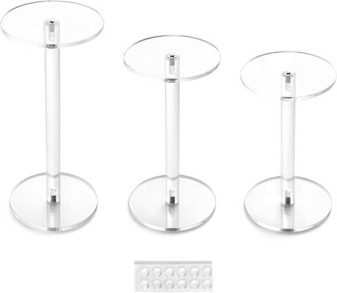 Qwork Round Round Display Stand ، Fremium Clear Round Riser ، مجموعة من 3 in Saudi Arabia