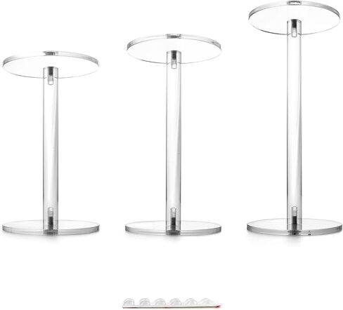Qwork Round Round Display Stand ، Fremium Clear Round Riser ، مجموعة من 3 in Saudi Arabia