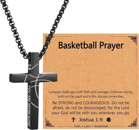 EPIRORA Soccer Baseball Basketball Football Gifts for Boys Men- 20" + 2" Inches Stainless Steel Bible Verse Cross Pendant Necklace, Inspirational Religious Jewelry Gifts for Teen Boy in Saudi Arabia