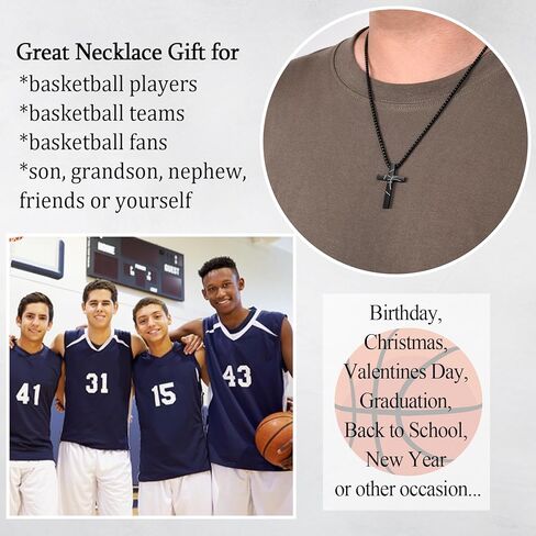 EPIRORA Soccer Baseball Basketball Football Gifts for Boys Men- 20" + 2" Inches Stainless Steel Bible Verse Cross Pendant Necklace, Inspirational Religious Jewelry Gifts for Teen Boy in Saudi Arabia