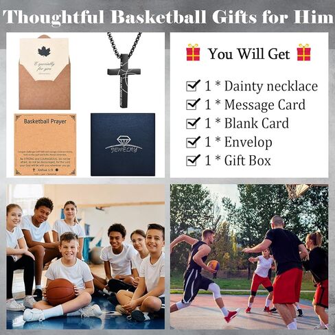 EPIRORA Soccer Baseball Basketball Football Gifts for Boys Men- 20" + 2" Inches Stainless Steel Bible Verse Cross Pendant Necklace, Inspirational Religious Jewelry Gifts for Teen Boy in Saudi Arabia
